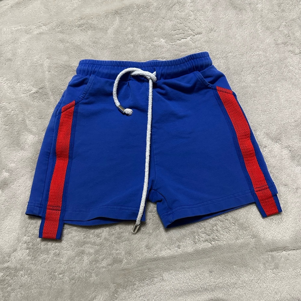 Blue Shorts with Red Stripes